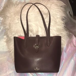 Kate Spade Kaci Tote Chocolate Cherry color Excellent 9/10 pre-owned shape!
